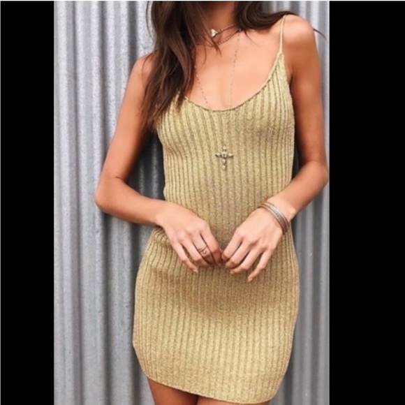 For love and lemons gold knit dress - Picture 2 of 6